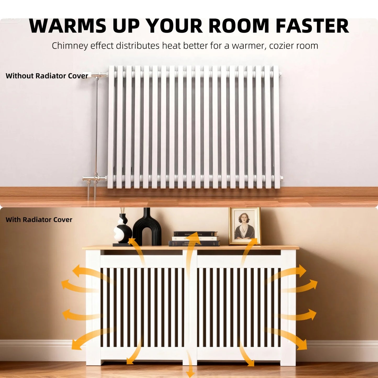 Radiator Cover Wood Cabinet MDF Heater Shield For Home Furniture