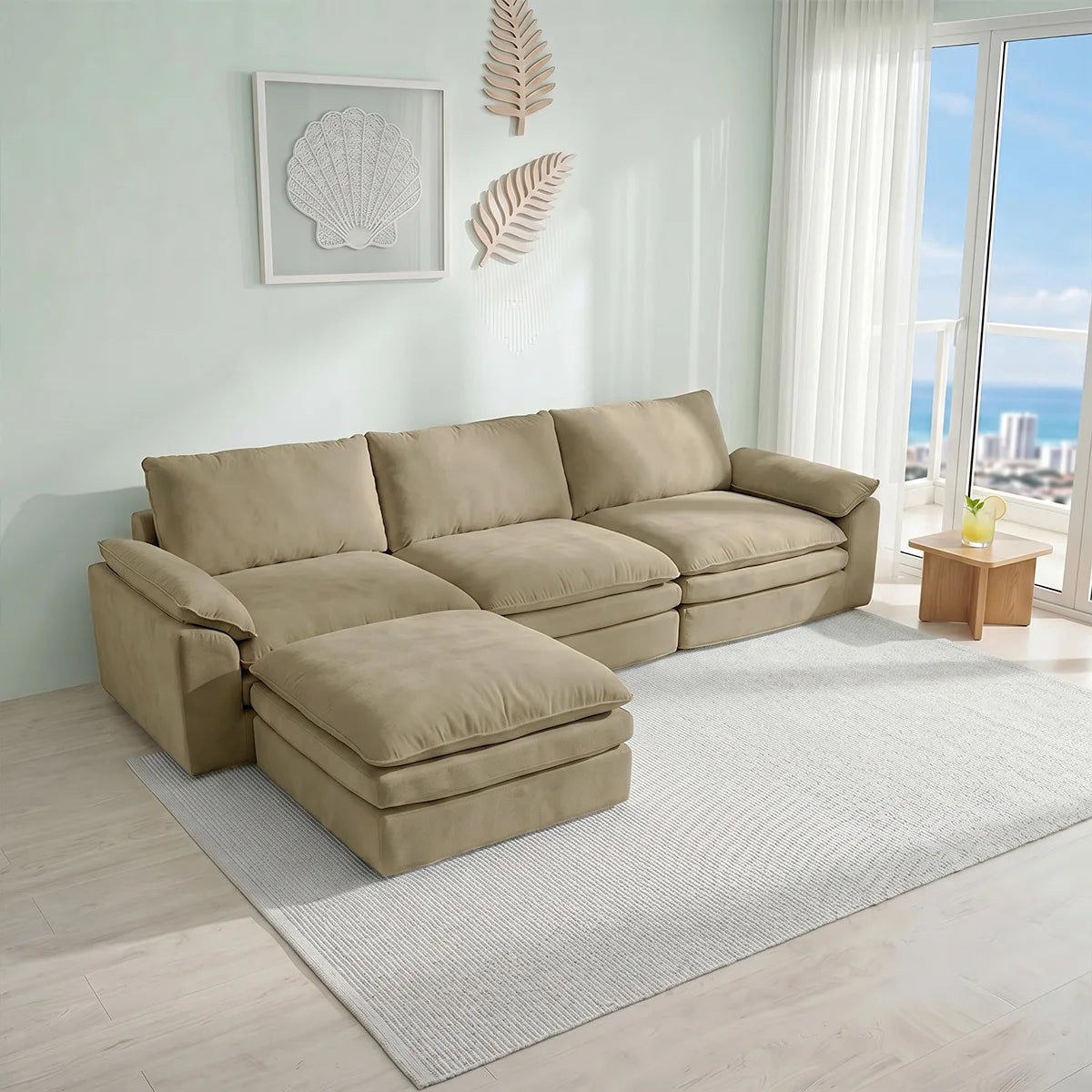 Deep Seat Modular Sofa With L Shaped Cloud Chaise Lounge