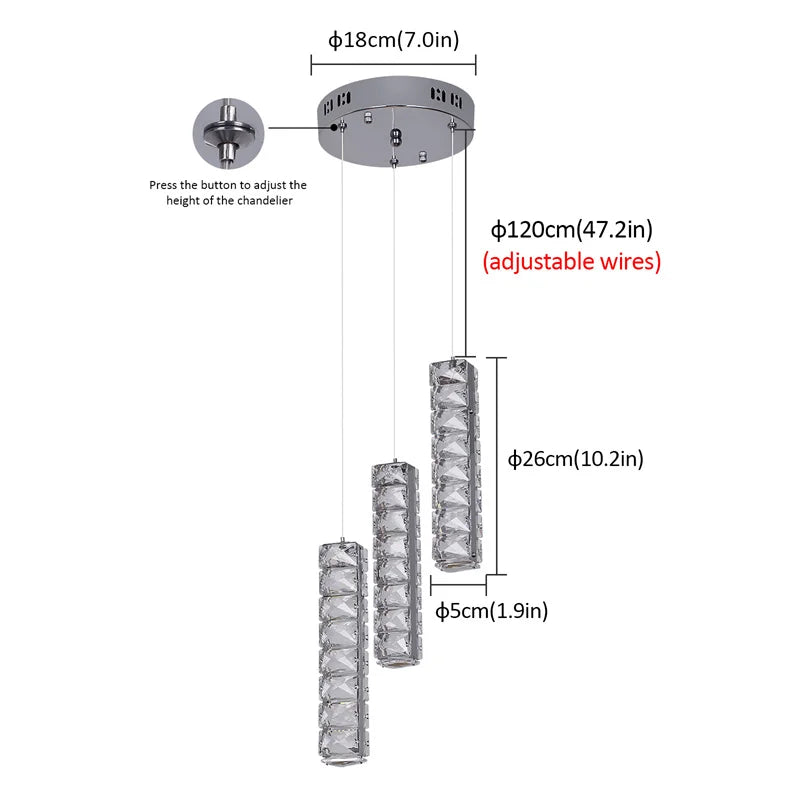 VETRULUS Nordic K9 Crystal Pendant Ceiling Light Fixture